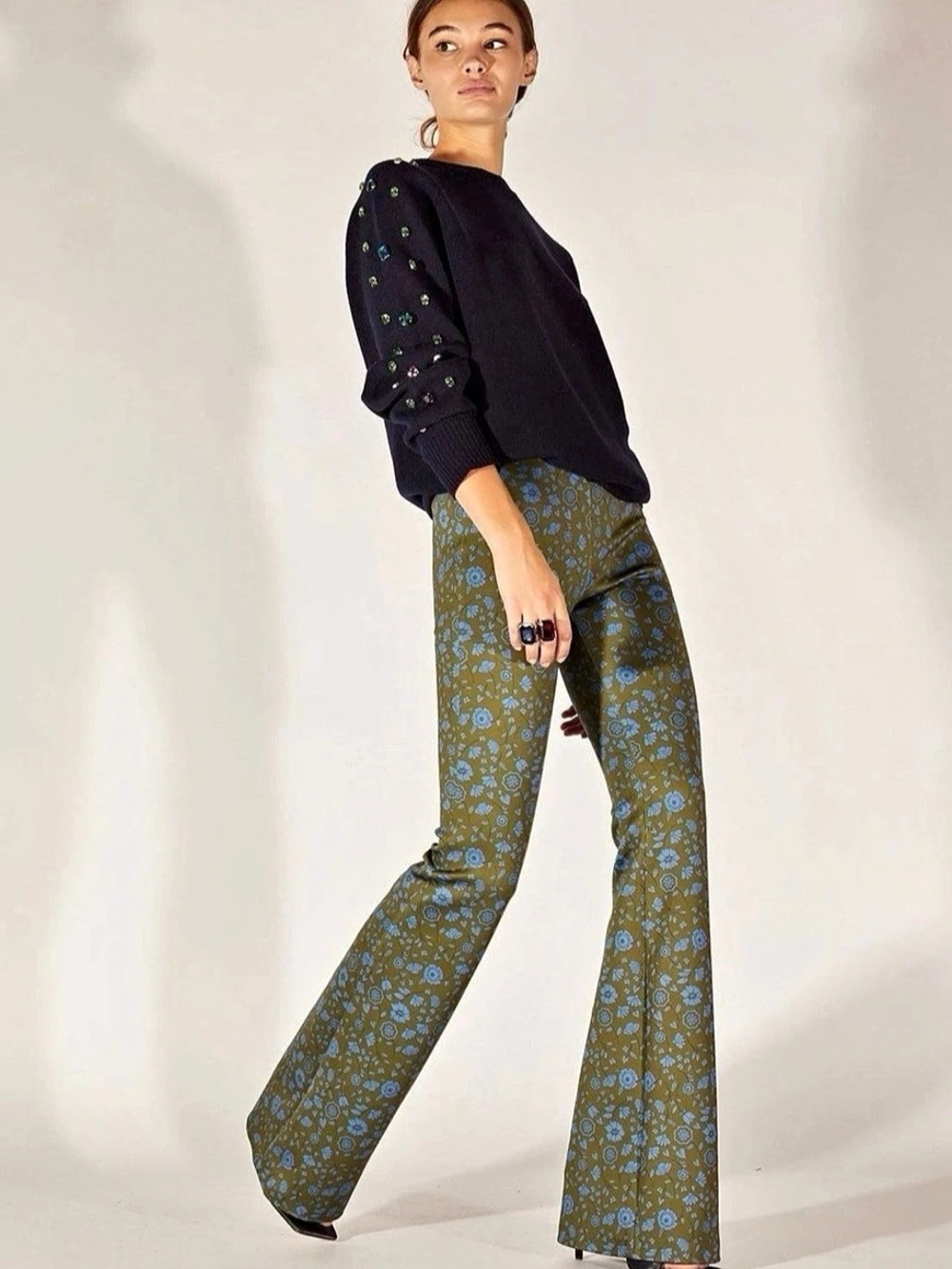 Cynthia Rowley Printed Bonded Flare Pant Floral Pants Size 8